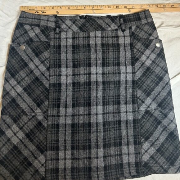 Eddie Bauer Gray Black Wool Blend Tartan Mini Plaid Skirt | Women’s Size 6 - Picture 5 of 7